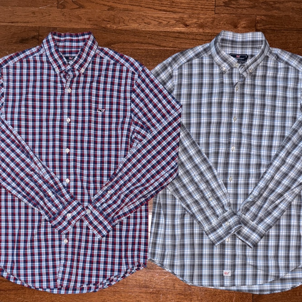 Vineyard Vines Button Down Plaid Oxford Whale & Murray Classic Fit Shirts Size M